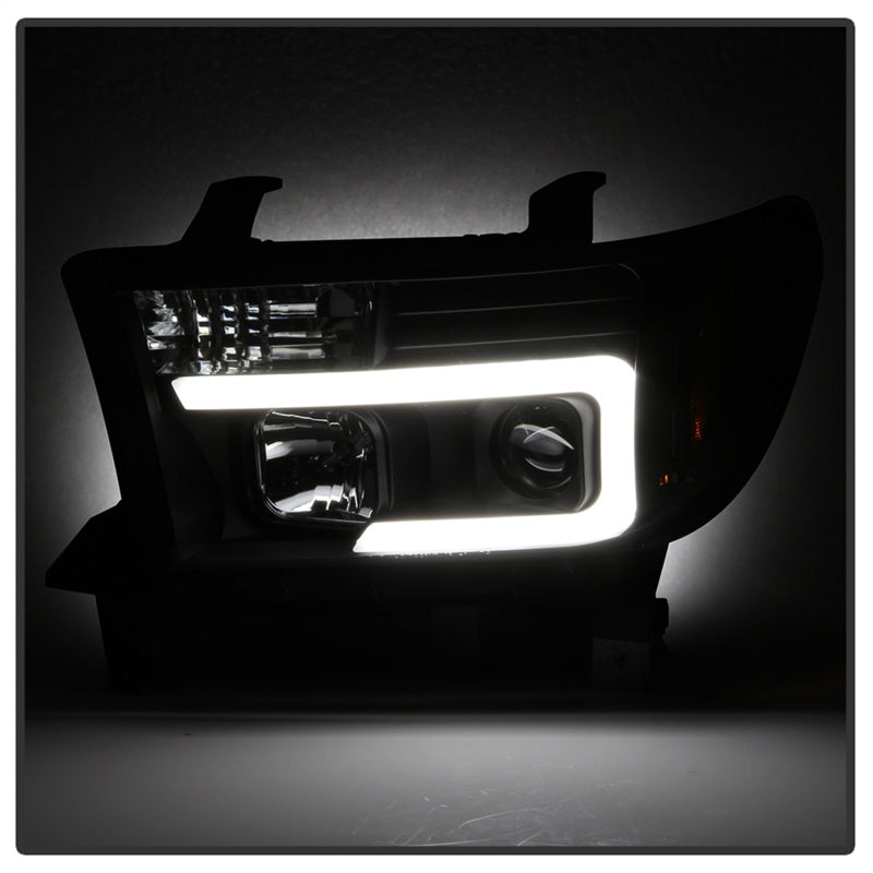 Spyder 08-13 Toyota Sequoia Projector Headlights - Light Bar DRL - Black PRO-YD-TTU07V2-LB-BK - Black Ops Auto Works