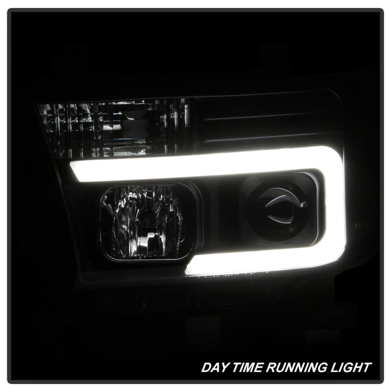Spyder 08-13 Toyota Sequoia Projector Headlights - Light Bar DRL - Black PRO-YD-TTU07V2-LB-BK - Black Ops Auto Works