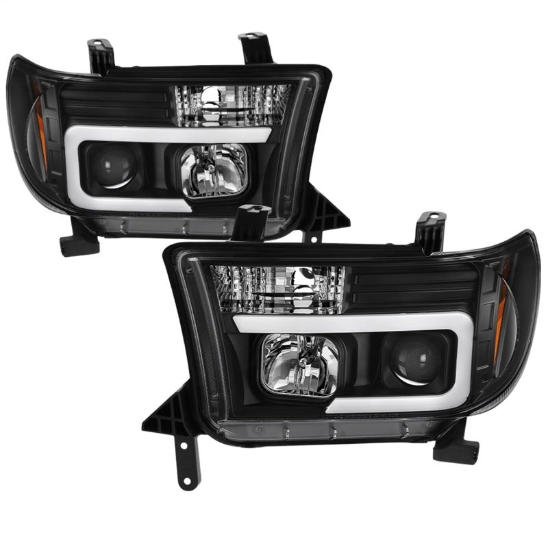 Spyder 08-13 Toyota Sequoia Projector Headlights - Light Bar DRL - Black PRO-YD-TTU07V2-LB-BK - Black Ops Auto Works