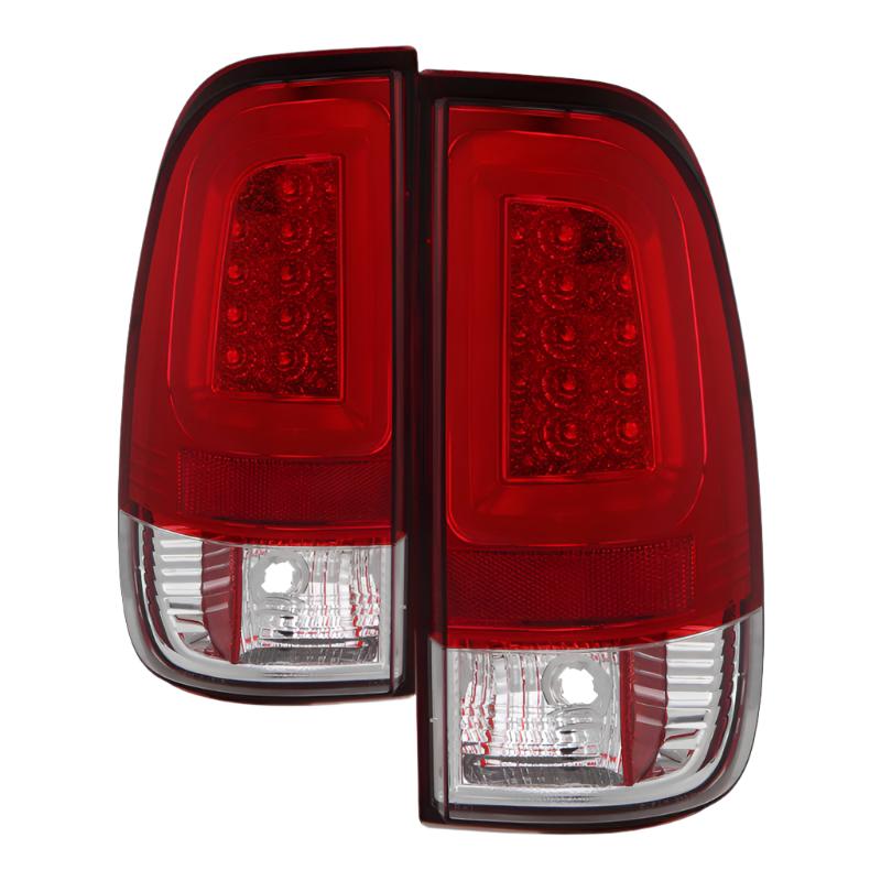 Spyder 08-16 Ford Super Duty F-250 V3 Light Bar LED Tail Lights - Red Clear (ALT-YD-FS07V3-LBLED-RC) - Black Ops Auto Works