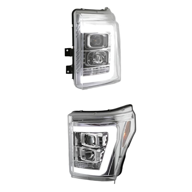 Spyder 11-16 Ford F-250/F-350 V2 Projector Headlights - Light Bar DRL - Chrome PRO-YD-FS11V2-LB-C - Black Ops Auto Works