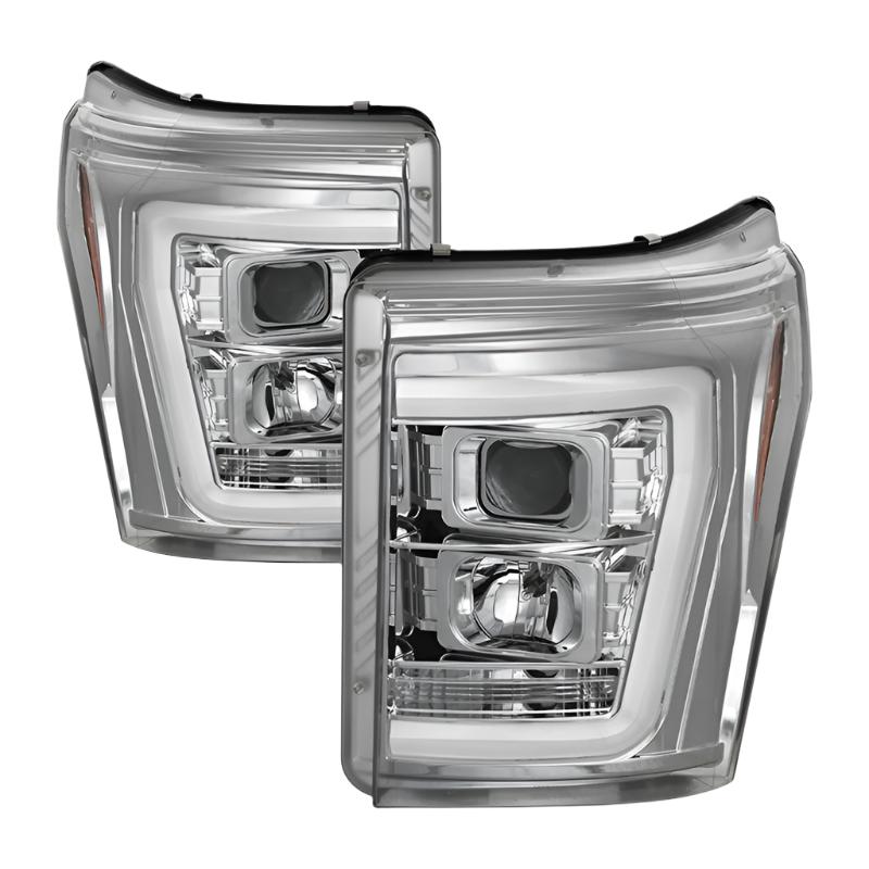 Spyder 11-16 Ford F-250/F-350 V2 Projector Headlights - Light Bar DRL - Chrome PRO-YD-FS11V2-LB-C - Black Ops Auto Works