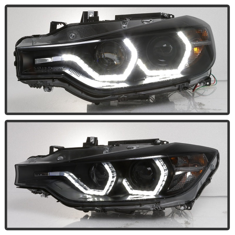 Spyder 12-14 BMW F30 3 Series 4DR Projector Headlights - LED DRL - Blk Smoke PRO-YD-BMWF3012-DRL-BSM - Black Ops Auto Works