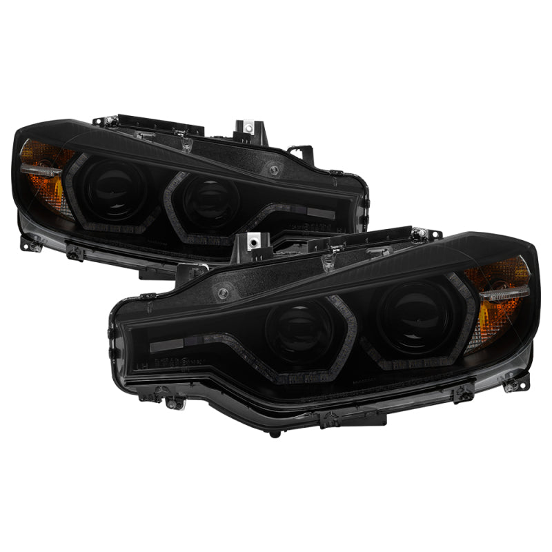 Spyder 12-14 BMW F30 3 Series 4DR Projector Headlights - LED DRL - Blk Smoke PRO-YD-BMWF3012-DRL-BSM - Black Ops Auto Works