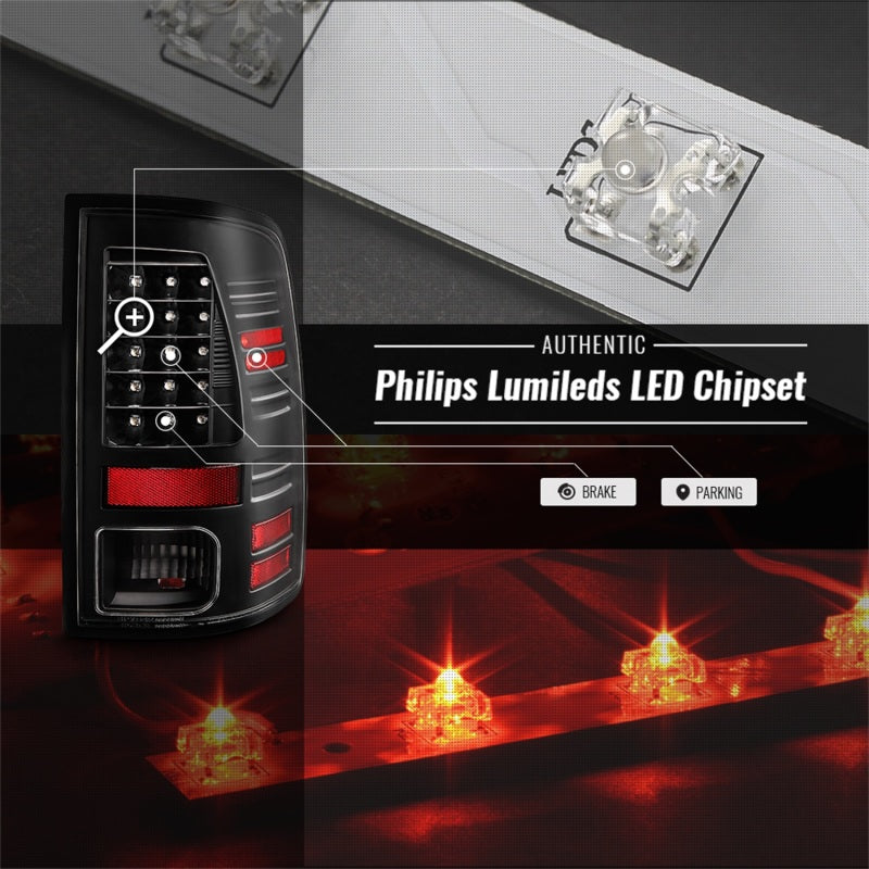 Spyder 13-18 Dodge Ram 2500/3500 LED Tail Lights LED Model Only - All Black (ALT-YD-DRAM13-LED-BKV2) - Black Ops Auto Works