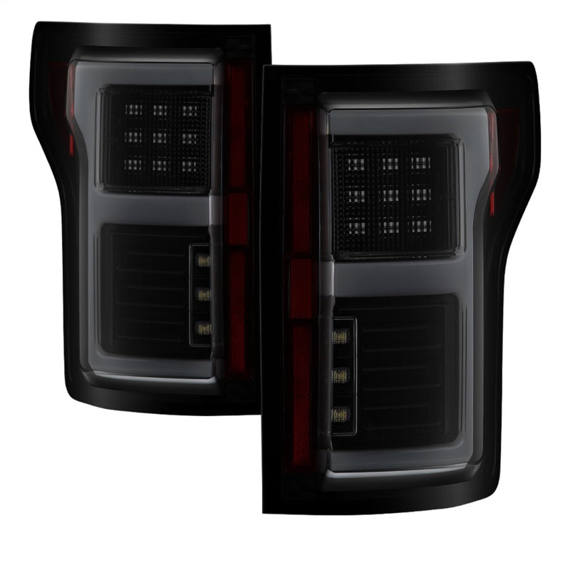 Spyder 15-17 Ford F-150 LED Tail Lights (w/Blind Spot) - Black Smoke (ALT-YD-FF15015BS-LBLED-BSM) - Black Ops Auto Works