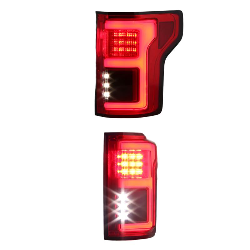 Spyder 15-18 Ford F-150 LED Tail Lights (w/Blind Spot) - Red Clear (ALT-YD-FF15015BS-LBLED-RC) - Black Ops Auto Works