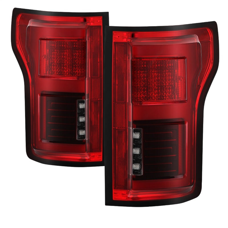 Spyder 15-18 Ford F-150 LED Tail Lights (w/Blind Spot) - Red Clear (ALT-YD-FF15015BS-LBLED-RC) - Black Ops Auto Works