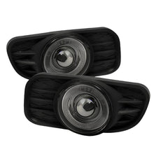 Load image into Gallery viewer, Spyder LED halo rings illuminated on smoked projector fog lights Jeep WJ