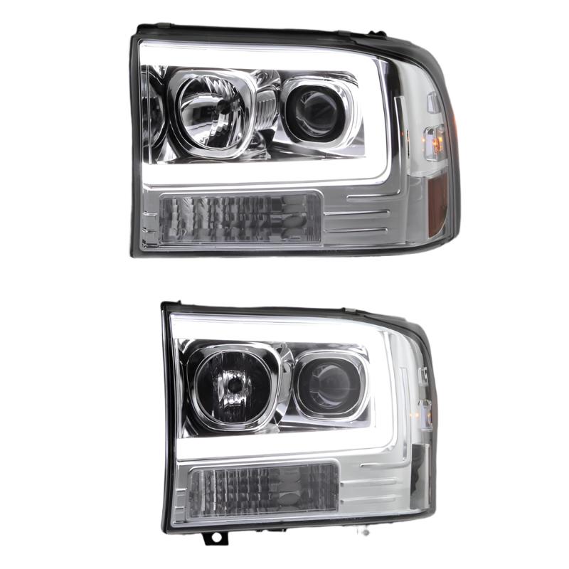 Spyder 99-04 Ford F-250 Super Duty Light Bar Projector Headlights - Chrome (PRO-YD-FF25099V2-LB-C) - Black Ops Auto Works
