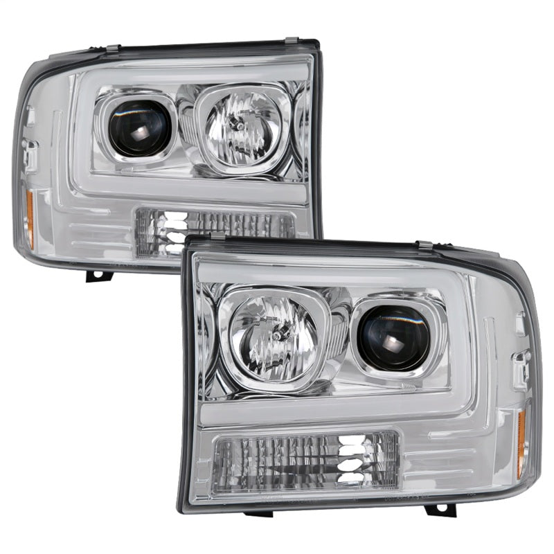 Spyder 99-04 Ford F-250 Super Duty Light Bar Projector Headlights - Chrome (PRO-YD-FF25099V2-LB-C) - Black Ops Auto Works
