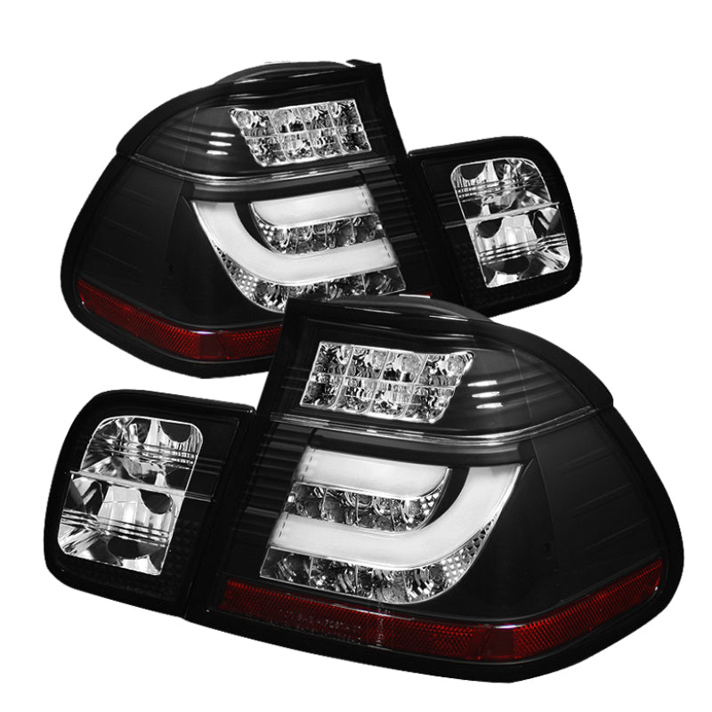 Spyder BMW E46 3-Series 02-05 4Dr Light Bar Style LED Tail Lights Black ALT-YD-BE4602-4D-LBLED-BK - Black Ops Auto Works