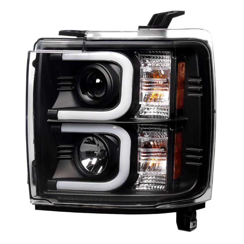 Spyder Chevy Silverado 2014-16 2500 HD Projector Headlights Light Bar DRL Blk PRO-YD-CSHD14-LBDRL-BK - Black Ops Auto Works
