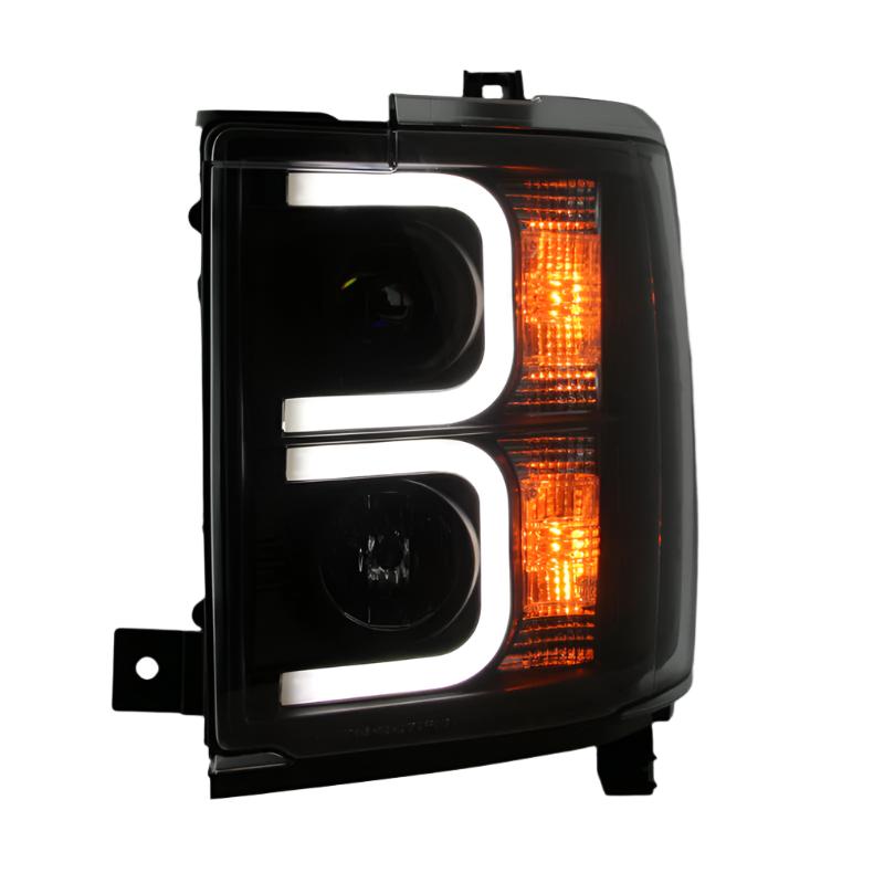 Spyder Chevy Silverado 2014-16 2500 HD Projector Headlights Light Bar DRL Blk PRO-YD-CSHD14-LBDRL-BK - Black Ops Auto Works