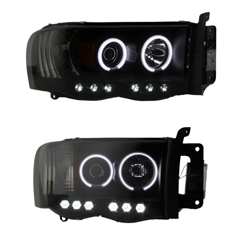 Spyder Dodge Ram 1500 02-05 03-05 Projector Headlights CCFL Halo LED Blk Smke PRO-YD-DR02-CCFL-BSM - Black Ops Auto Works