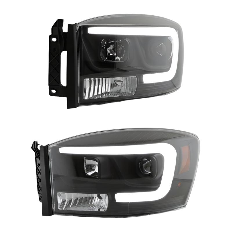 Spyder Dodge Ram 1500 06-08 V2 Projector Headlights - Light Bar DRL - Black (PRO-YD-DR06V2-LB-BK) - Black Ops Auto Works