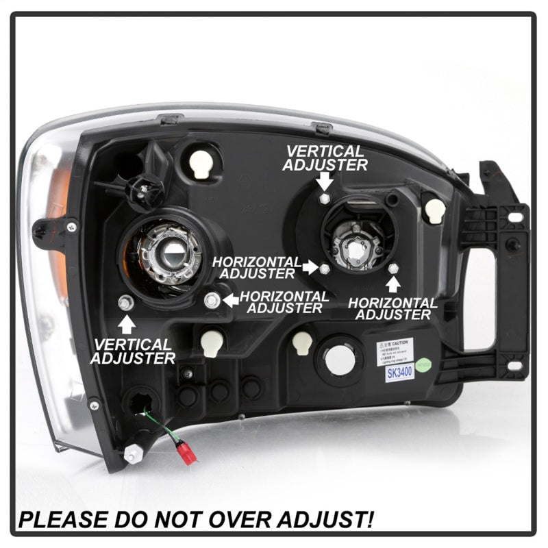 Spyder Dodge Ram 1500 06-08 V2 Projector Headlights - Light Bar DRL - Black (PRO-YD-DR06V2-LB-BK) - Black Ops Auto Works