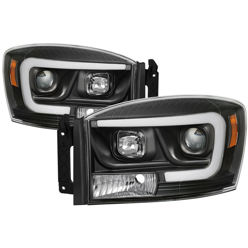 Spyder Dodge Ram 1500 06-08 V2 Projector Headlights - Light Bar DRL - Black (PRO-YD-DR06V2-LB-BK) - Black Ops Auto Works