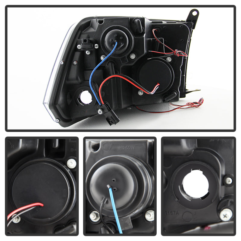 Spyder Dodge Ram 1500 09-14 10-14 Projector Headlights Halogen- LED Halo LED- Smke PRO-YD-DR09-HL-SM - Black Ops Auto Works