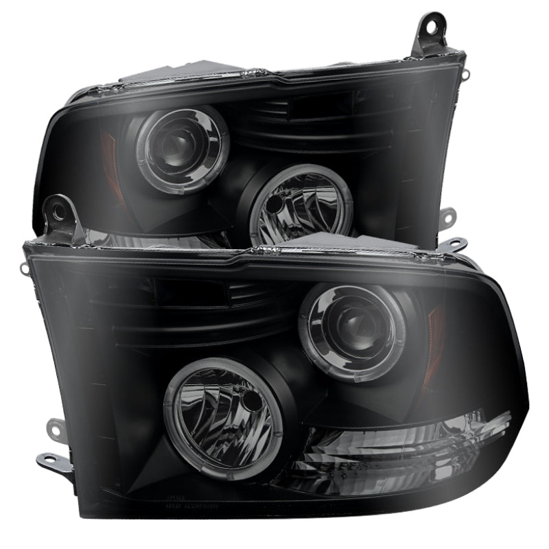 Spyder Dodge Ram 1500 09-14 Projector Headlights Halogen- LED Halo LED - Blk Smke PRO-YD-DR09-HL-BSM - Black Ops Auto Works