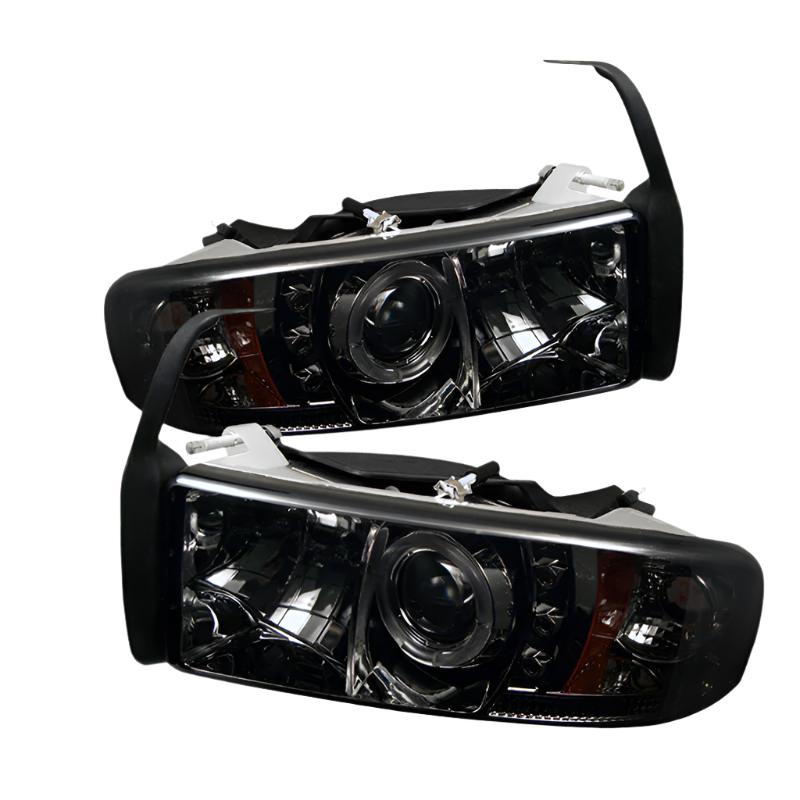 Spyder Dodge Ram 1500 94-01 94-02 Projector Headlights LED Halo LED Smke PRO-YD-DR94-HL-AM-SMC - Black Ops Auto Works