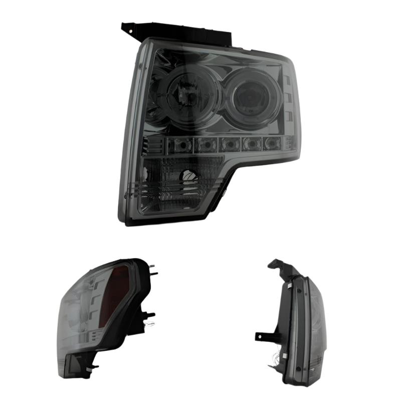 Spyder Ford F150 09-14 Projector Headlights Halogen Model- LED Halo LED Smke PRO-YD-FF15009-HL-SM - Black Ops Auto Works
