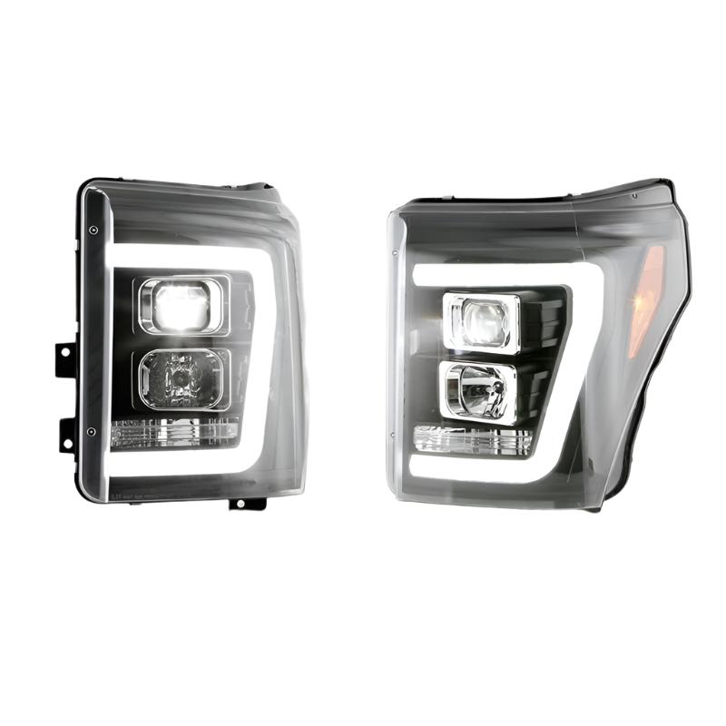 Spyder Ford F250/350/450 11-16 V2 High-Power LED Headlights-White Light Bar-Black PRO-YD-FS11V2PL-BK - Black Ops Auto Works