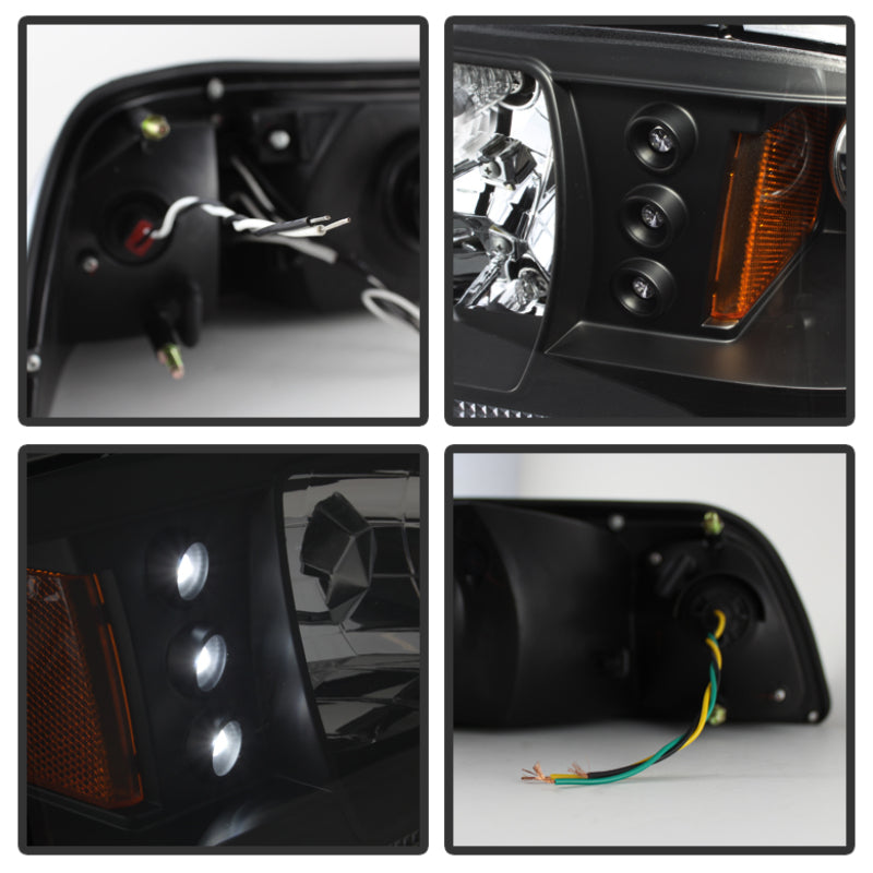 Spyder Ford Mustang 87-93 1PC LED (Replaceable LEDs)Crystal Headlights Black HD-YD-FM87-1PC-LED-BK - Black Ops Auto Works