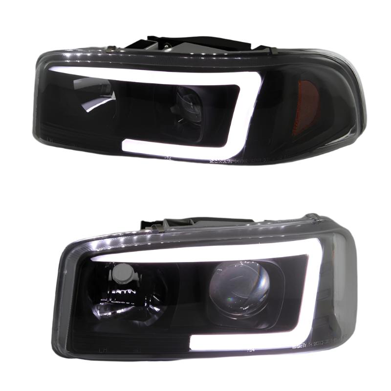 Spyder GMC Sierra 1500/2500/3500 99-06 V2 Projector Headlights - DRL - Black PRO-YD-CDE00V2-LB-BK - Black Ops Auto Works