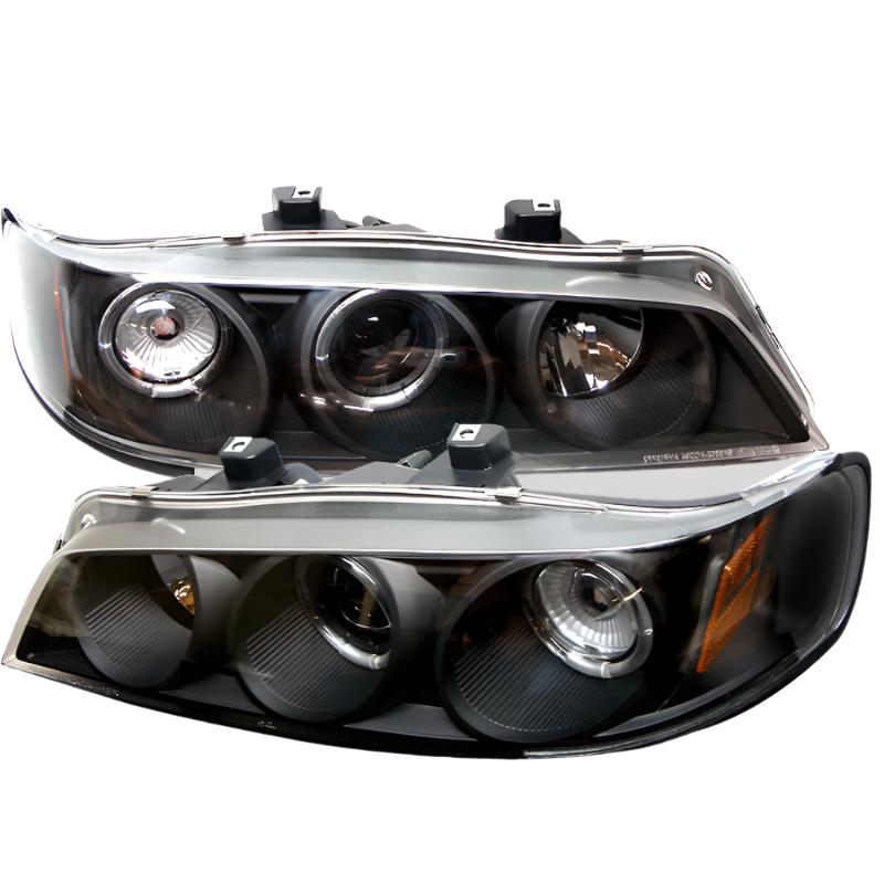 Spyder Honda Accord 94-97 1PC Projector Headlights LED Halo Amber Reflctr Blk PRO-YD-HA94-AM-BK - Black Ops Auto Works