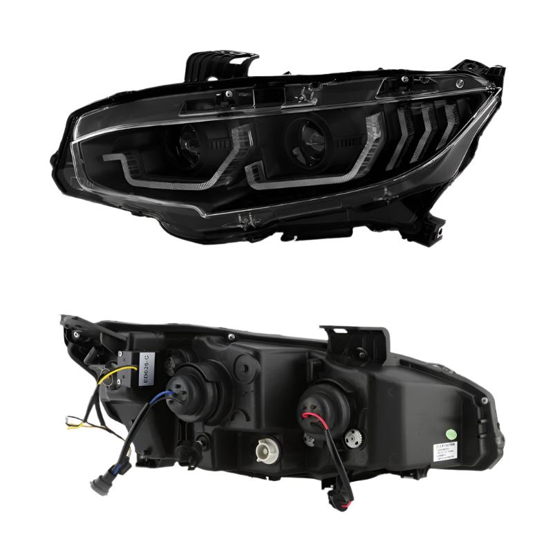 Spyder Honda Civic 16- 2DR/4DR/Hatchback Projector Headlights - Black PRO-YD-HC16SI-SEQGR-BK - Black Ops Auto Works