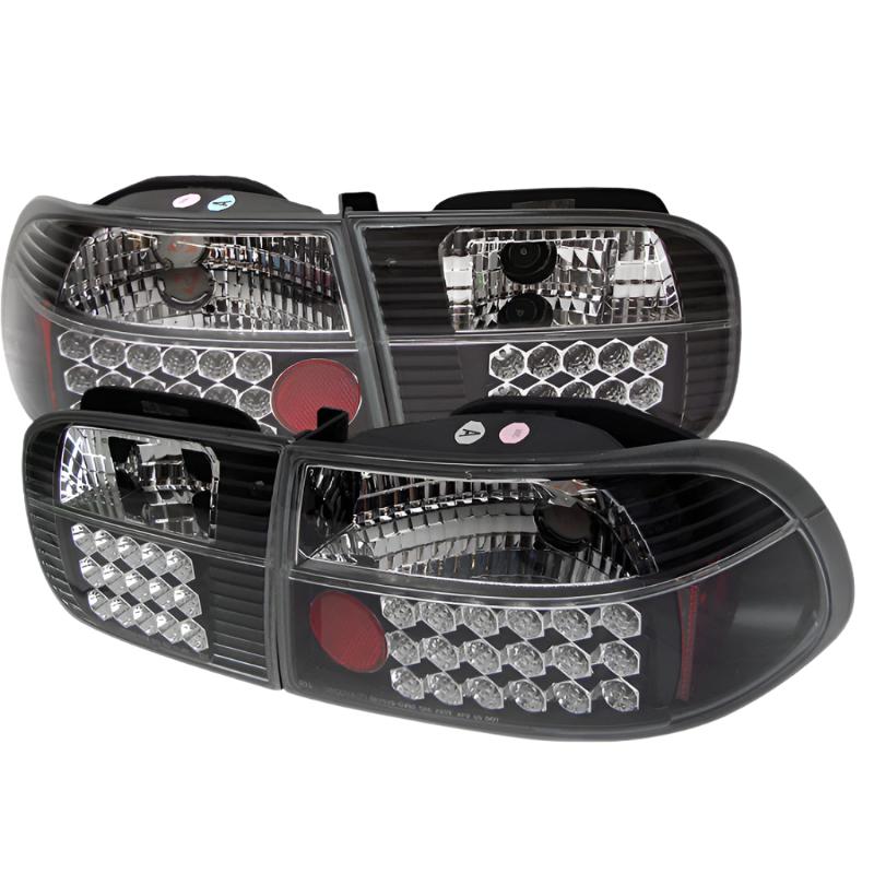 Spyder Honda Civic 92-95 2/4DR LED Tail Lights Black ALT-YD-HC92-24D-LED-BK - Black Ops Auto Works