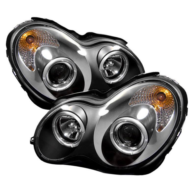 Spyder Mercedes Benz C-Class 01-05 4 DrProjector Headlights Halogen LED Halo Blk PRO-YD-MBW203-HL-BK - Black Ops Auto Works