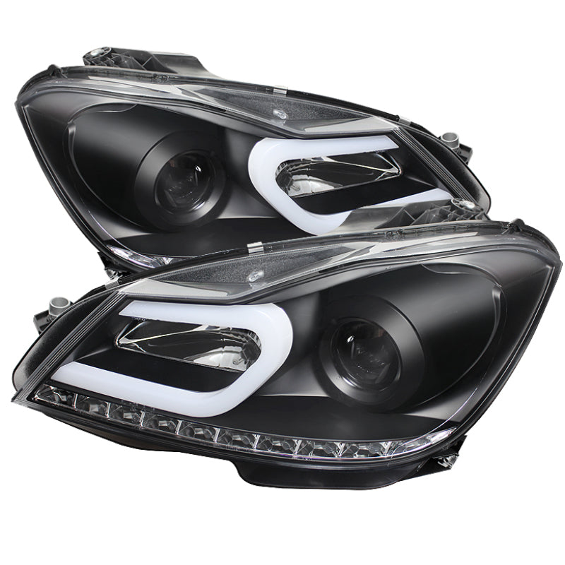 Spyder Mercedes Benz W204 C-Class 12-13 Projector Halogen Model- DRL Blk PRO-YD-MBW20412-DRL-BK - Black Ops Auto Works