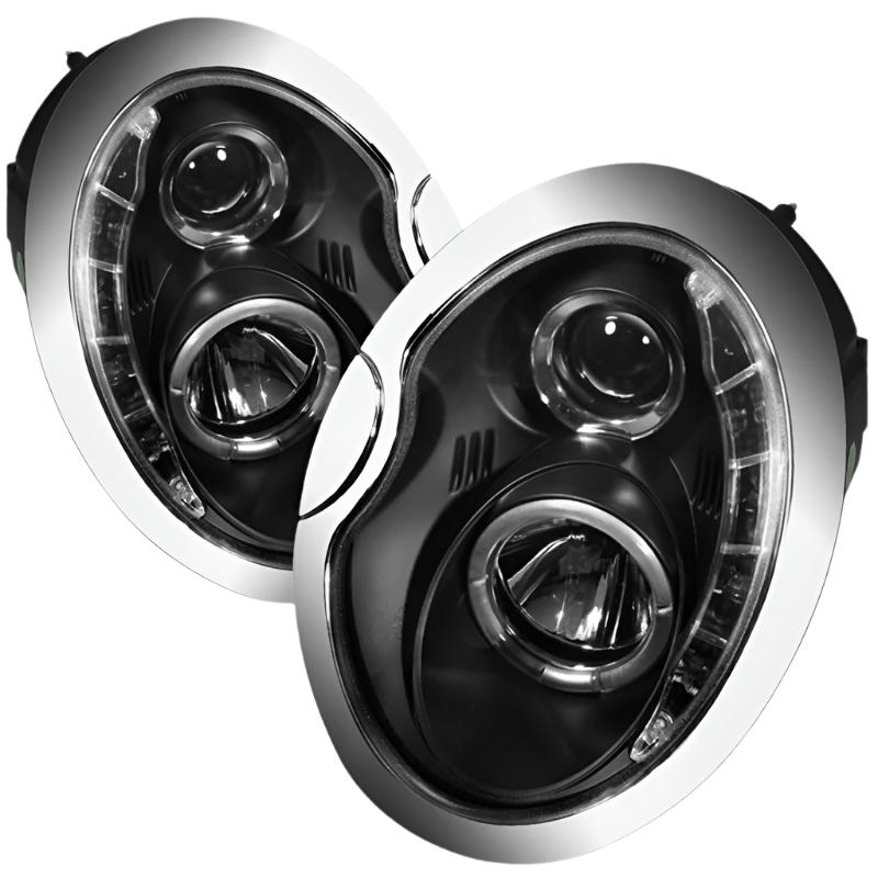 Spyder Mini Cooper 02-06 Projector Headlights DRL Black High H1 Low H1 PRO-YD-MC02-DRL-BK - Black Ops Auto Works