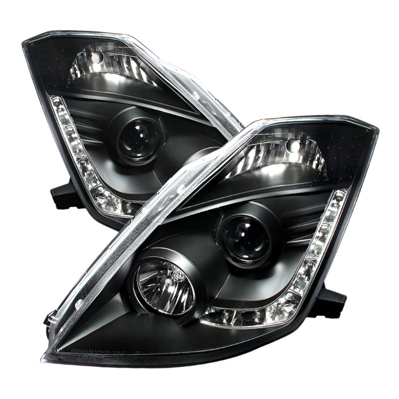 Spyder Nissan 350Z 03-05 Projector Headlights Halogen Model Only - DRL Black PRO-YD-N350Z02-DRL-BK - Black Ops Auto Works