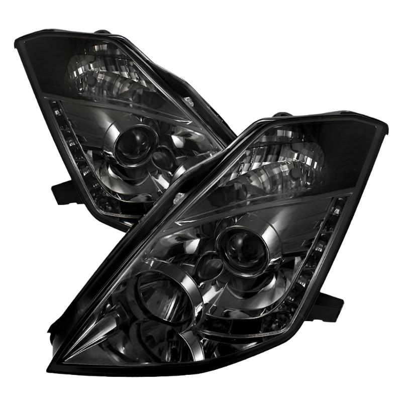Spyder Nissan 350Z 03-05 Projector Headlights Halogen Model Only - DRL Smoke PRO-YD-N350Z02-DRL-SM - Black Ops Auto Works