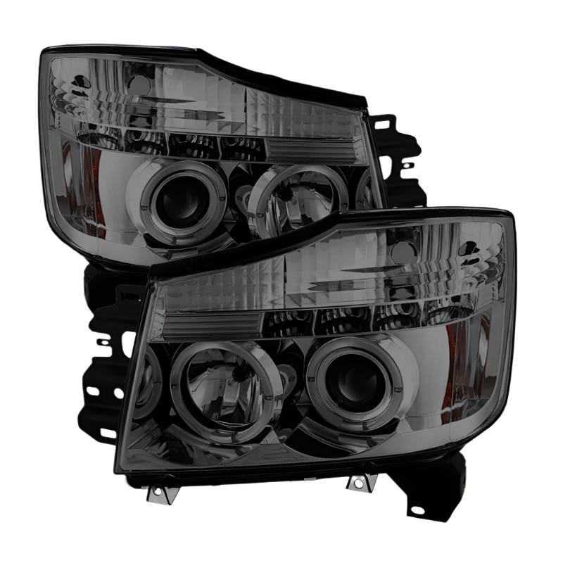 Spyder Nissan Titan 04-14/Armada 04-07 Projector Headlights LED Halo LED Smke PRO-YD-NTI04-HL-SM - Black Ops Auto Works