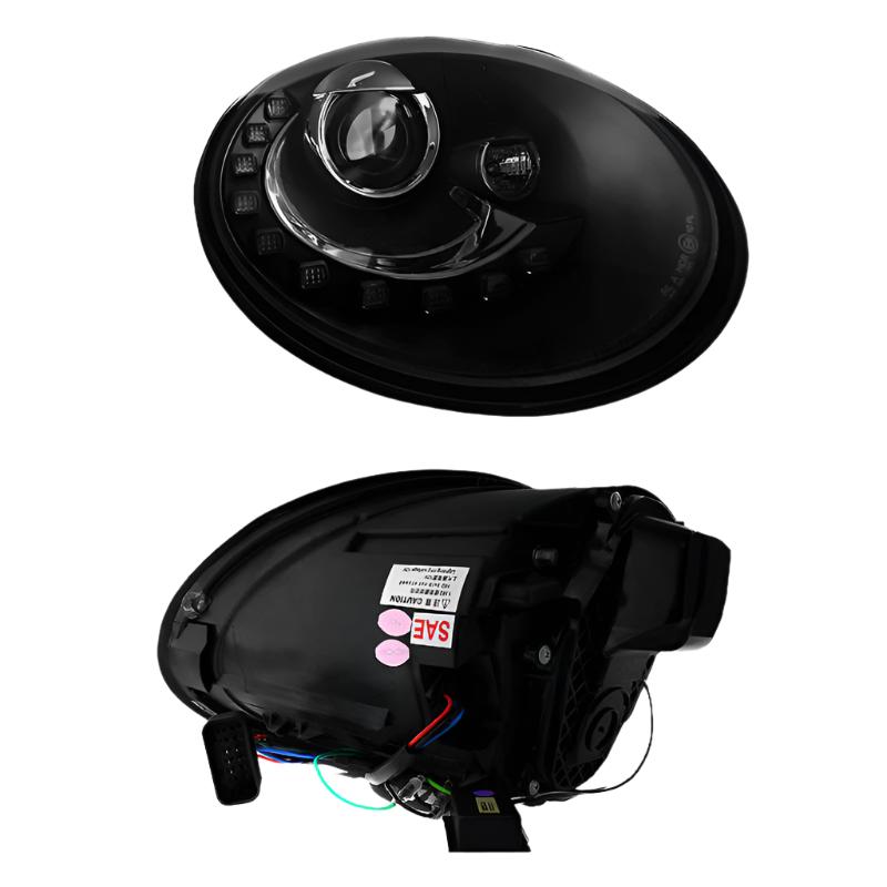 Spyder Volkswagen Beetle 06-10 Projector Headlights DRL LED Black PRO-YD-VB06-DRL-BK - Black Ops Auto Works