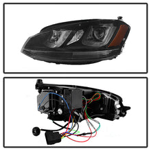 Load image into Gallery viewer, Spyder Volkswagen Golf VII 14-16 Projector Headlights DRL LED Blk Stripe Blk PRO-YD-VG15-BLK-DRL-BK - Black Ops Auto Works