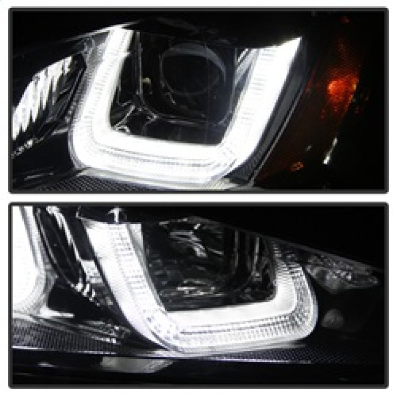 Spyder Volkswagen Golf VII 14-16 Projector Headlights DRL LED Blk Stripe Blk PRO-YD-VG15-BLK-DRL-BK - Black Ops Auto Works