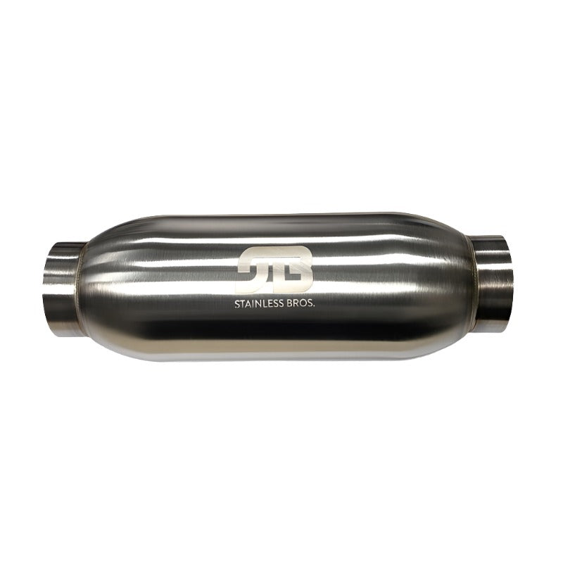Stainless Bros 4in Body x 18in Length 3in Inlet/Outlet Bullet Resonator - Black Ops Auto Works