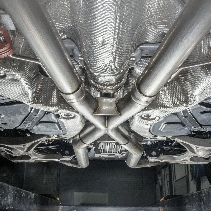 Stainless Works 2018 Jeep TrackHawk 6.2L 3in Catback System X-Pipe Turbo S-Tube Muffler Stock Exit - Black Ops Auto Works