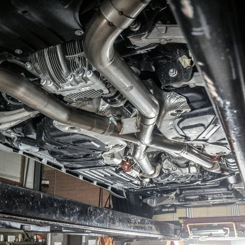 Stainless Works 2018 Jeep TrackHawk 6.2L 3in Catback System X-Pipe Turbo S-Tube Muffler Stock Exit - Black Ops Auto Works