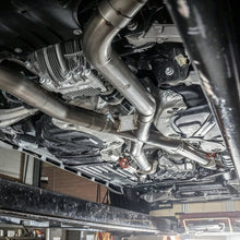 Load image into Gallery viewer, Stainless Works 2018 Jeep TrackHawk 6.2L 3in Catback System X-Pipe Turbo S-Tube Muffler Stock Exit - Black Ops Auto Works