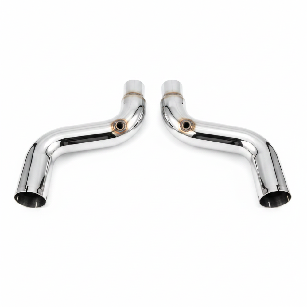 Stainless Works Mustang GT lead pipe kit factory connect detail view