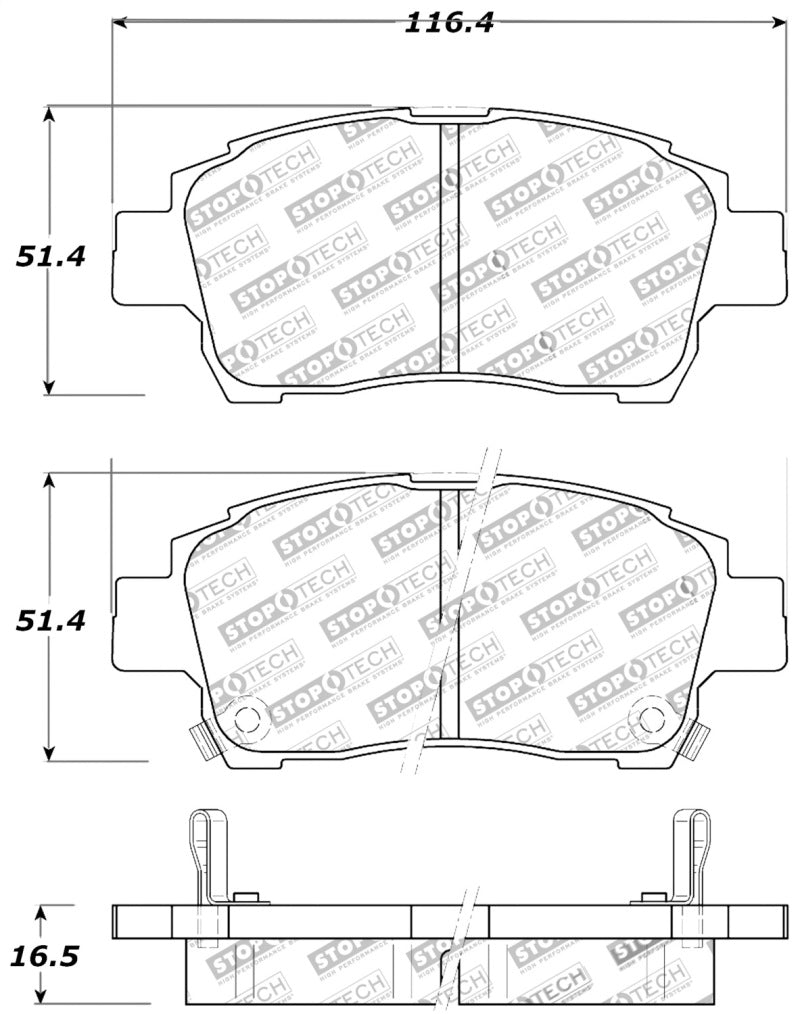StopTech Performance 00-05 Spyder MR2 / 00 Celica GT / 04-07 xA/xB Front Brake Pads - Black Ops Auto Works