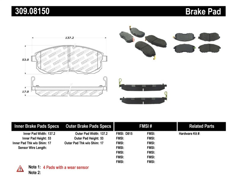 StopTech Performance 02-05 Infiniti G35 / 07-09 Nissan Altima/Sentra / 6/02-05 350Z Front Brake Pa - Black Ops Auto Works