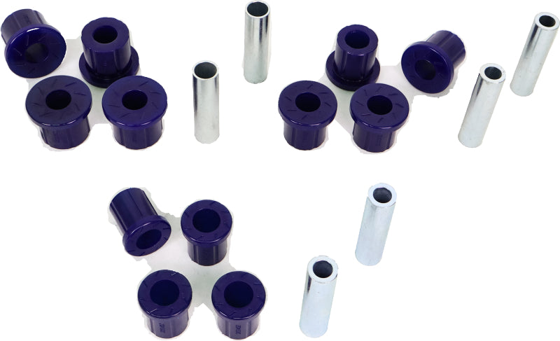 SuperPro leaf spring and shackle bushing kit components out of the package