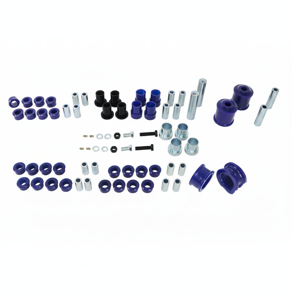 SuperPro sport suspension bushing kit components out of package for Nissan Skyline R32 GT-R